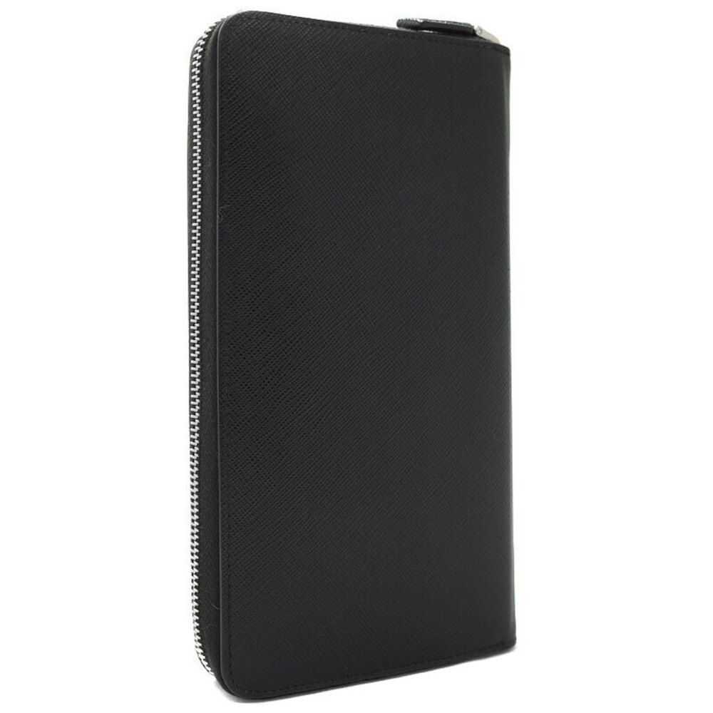 Prada Around Long Zip Leather Saffiano Round Wallet Zipper